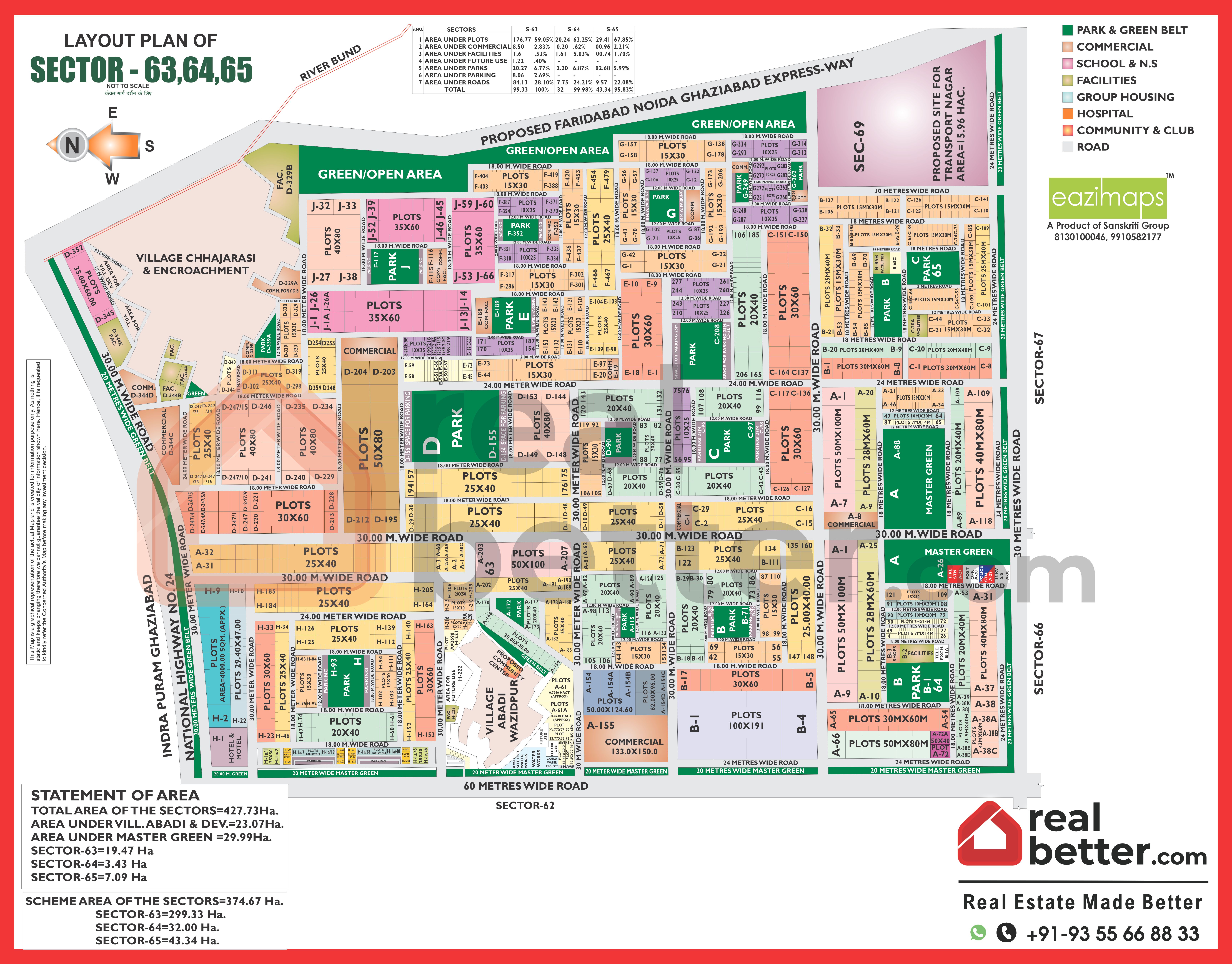 SECTOR - 63,64,65 Map