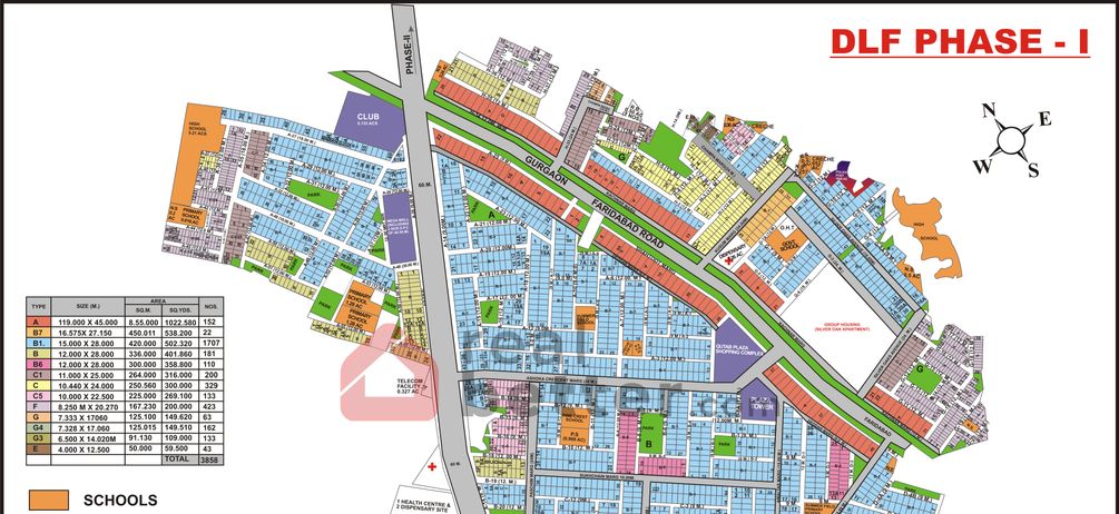 DLF Phase 1 Map